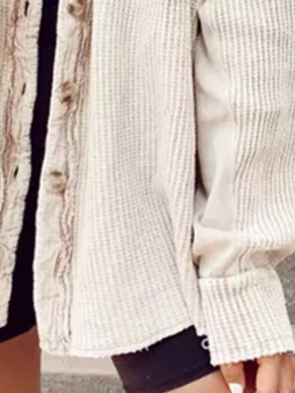 Oversized Waffle Knit Button-Up Jacket