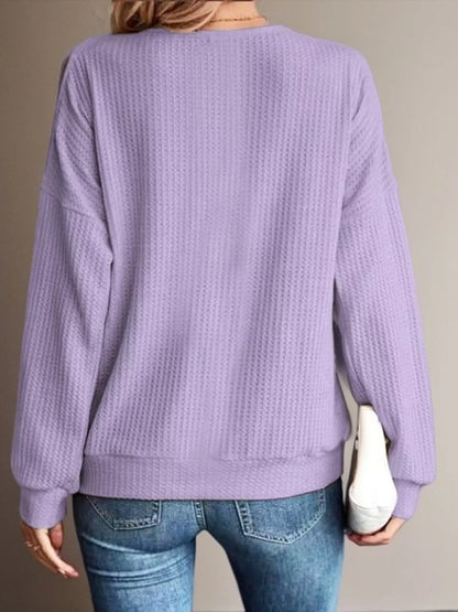 Solid Color Cold Shoulder Long Sleeve T-Shirt