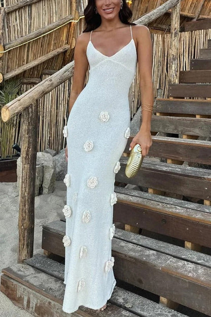 Robe longue à lacets et crochet dans le dos, des fleurs pour toutes les occasions