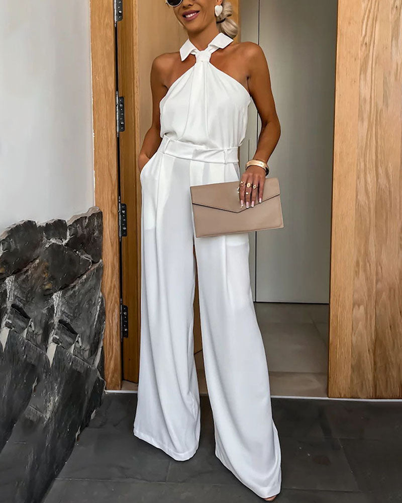 Fashion Pocket Sleeveless Jumpsuit