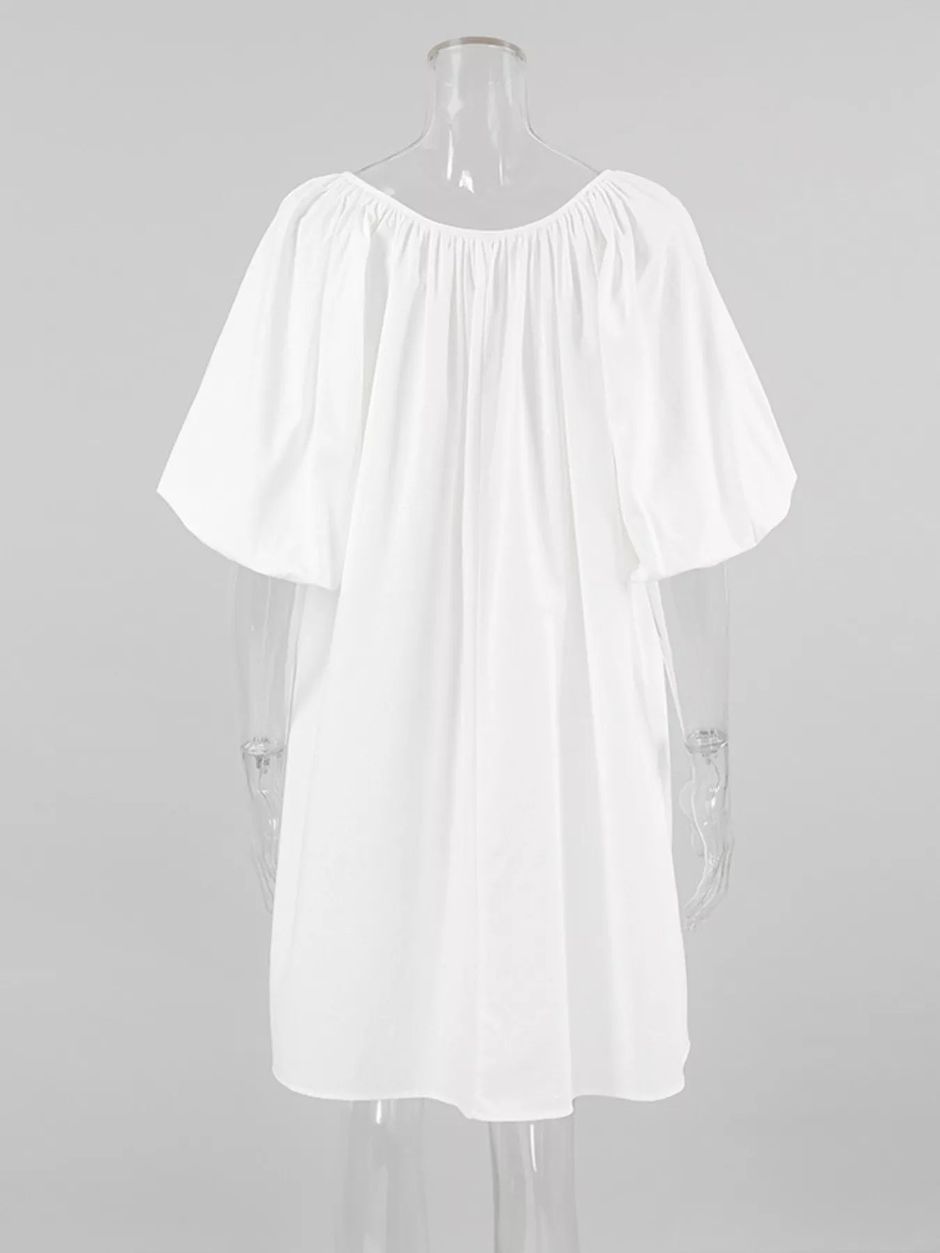 Tie Neck Puff Sleeve Lounge Dress