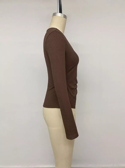 Metal Buckle Detail Surplice T-Shirt