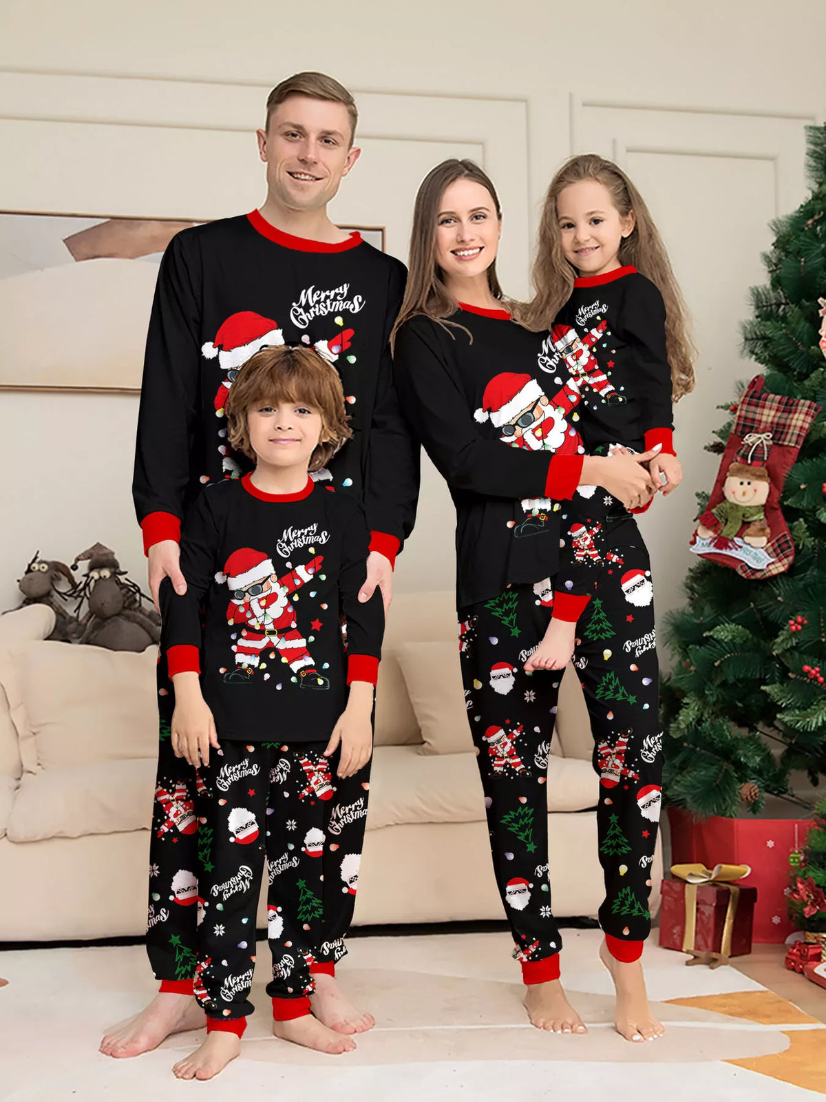 Full Size Family Matching Christmas Santa Pajamas Set Plus Size