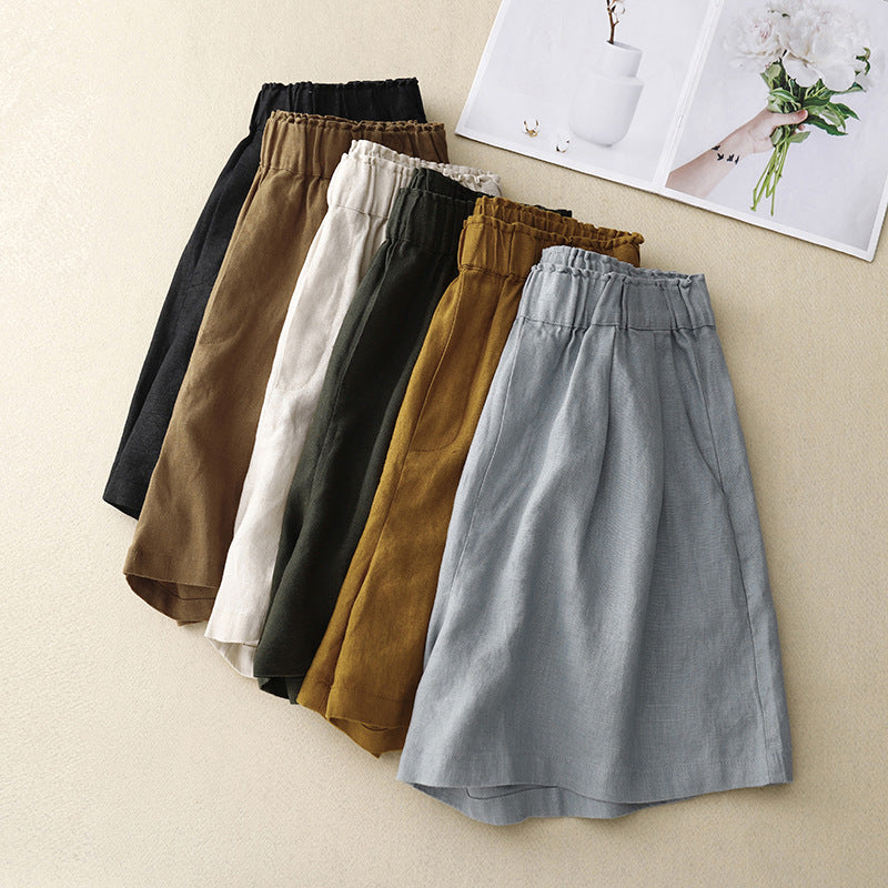 Cotton and linen casual all-match shorts