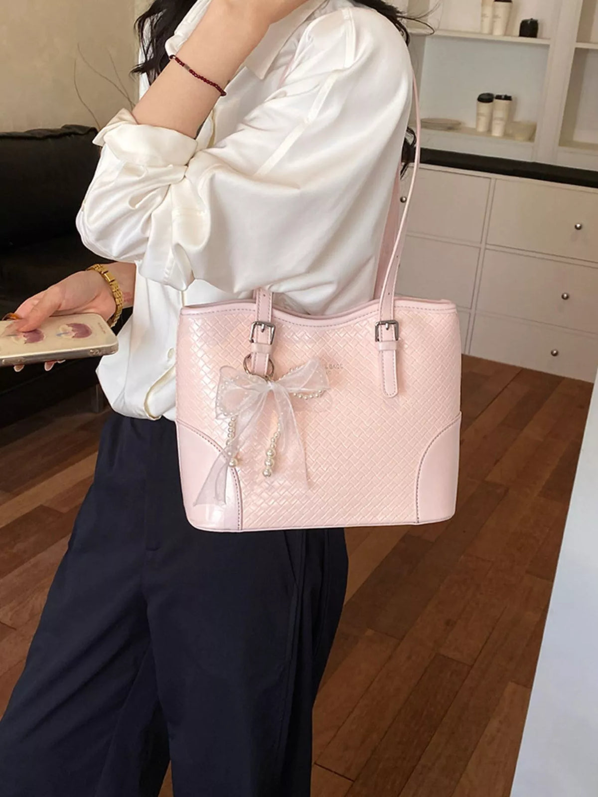 Textured PU Leather Shoulder Bag