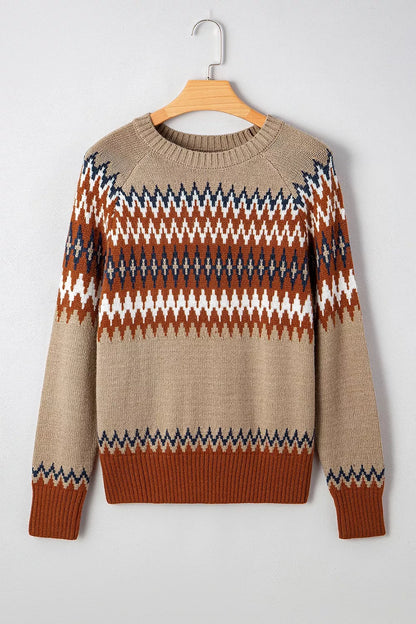 Geometric Pattern Long Sleeve Sweater