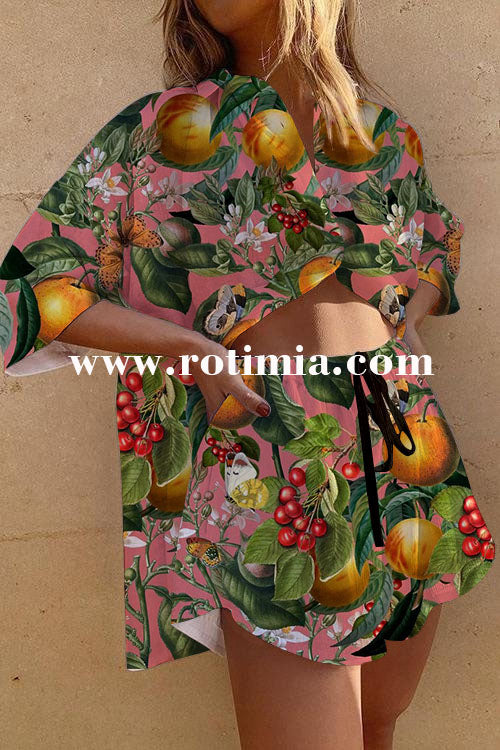 Summer Fruits Print Two -piece Suit