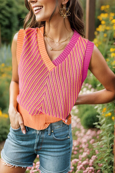 Blue Zone Planet | Contrast V-Neck Sweater Vest