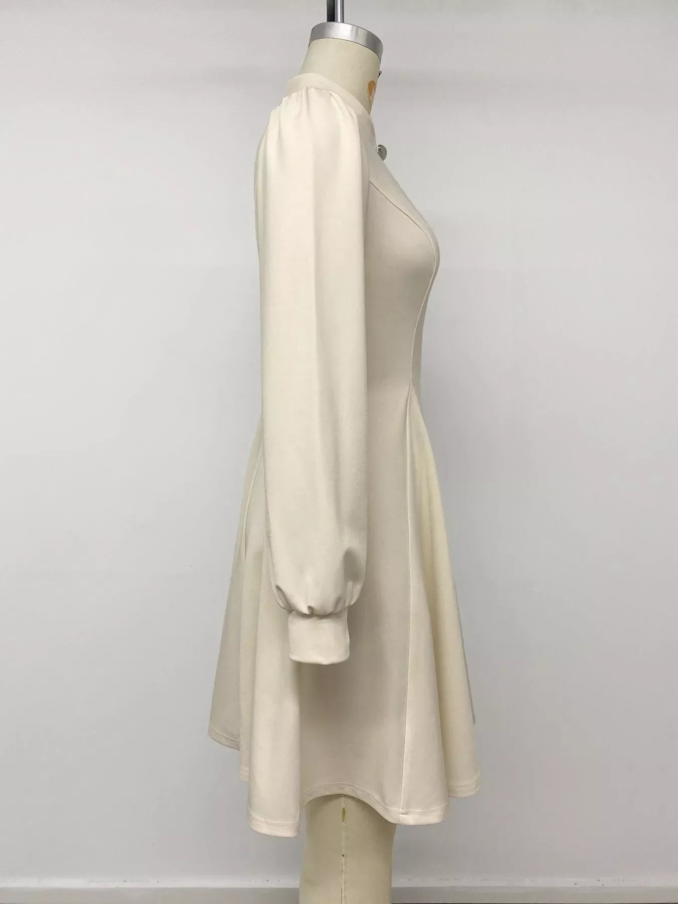 Keyhole Neckline Long Sleeve A-Line Mini Dress