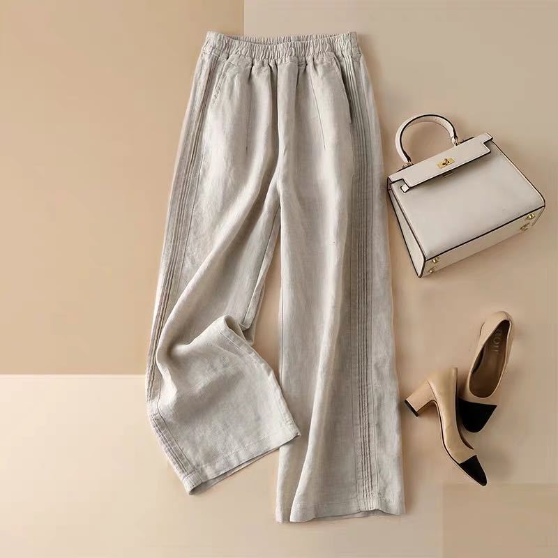 Summer thin cotton linen wide-leg pants