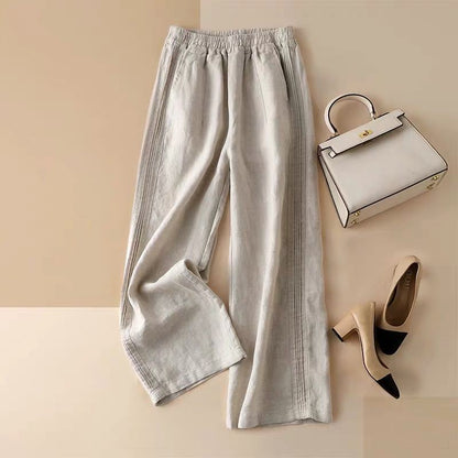 Summer thin cotton linen wide-leg pants