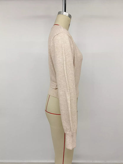 Tied Surplice Long Sleeve Sweater