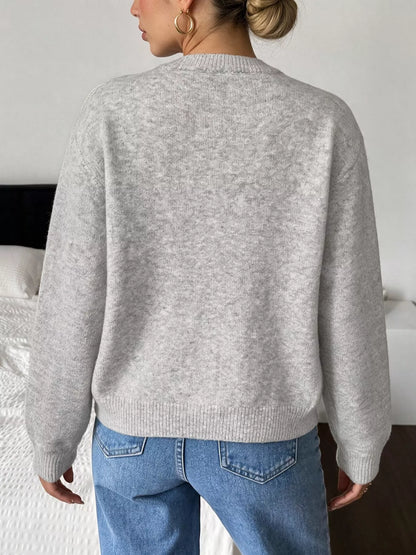 Crew Neck Button-Down Cardigan