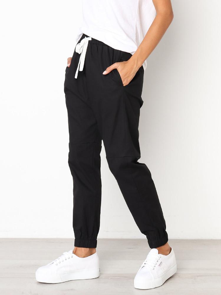 Drawstring Elastic Waist Pockets Jogger Pants