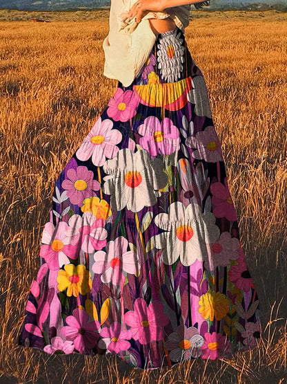 Floral Print High-Waisted Maxi Skirt