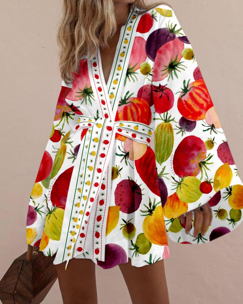 Summer fruit print mini dress