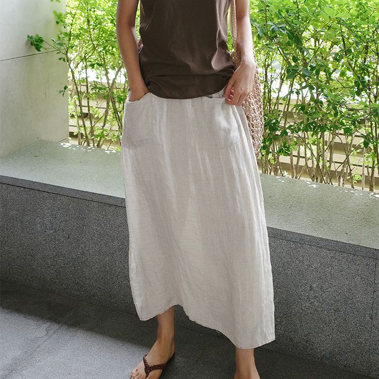 Simple Split Cotton Texture Trousers