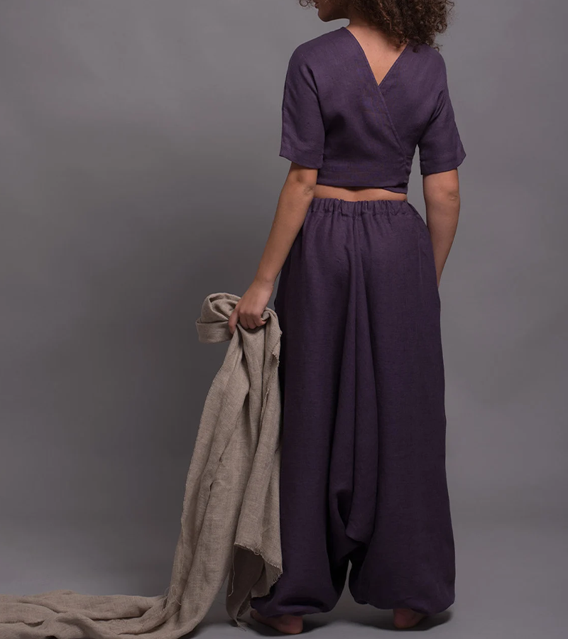 Casual Linen Baggy pants & Top 2pieces Set