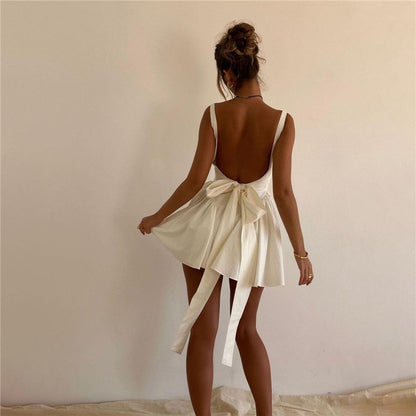 Romantic Simple Bow Mini Dress