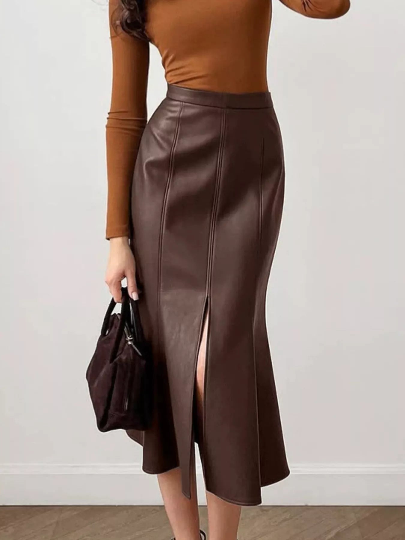 Slit Mermaid Midi Skirt