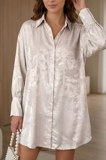 Solid Pattern Mini Length One Piece Long Sleeve Shift Dress