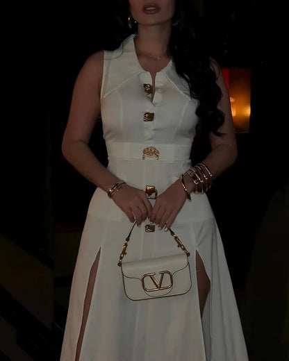 Slit Skirt Midi Dress