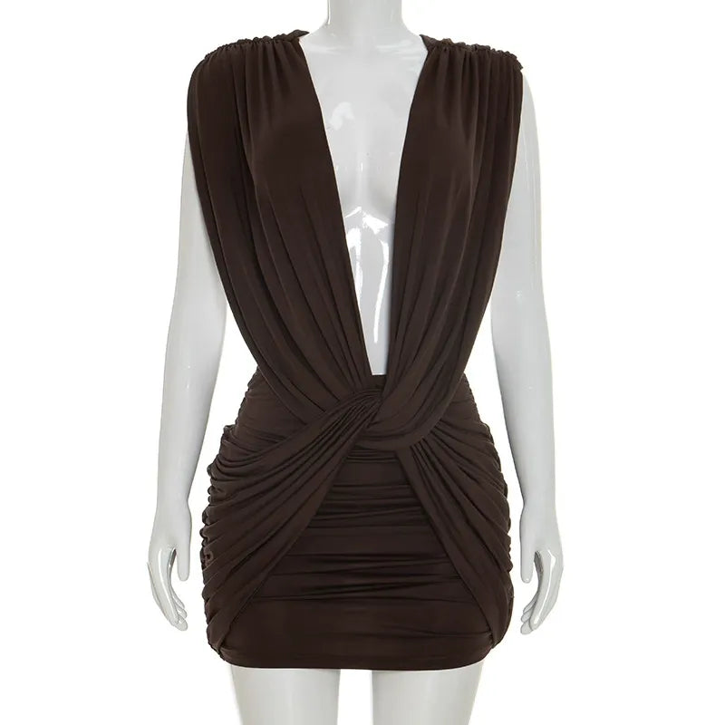 Crisscross Sleeveless Pleated Dress
