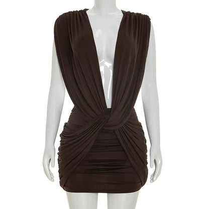Crisscross Sleeveless Pleated Dress