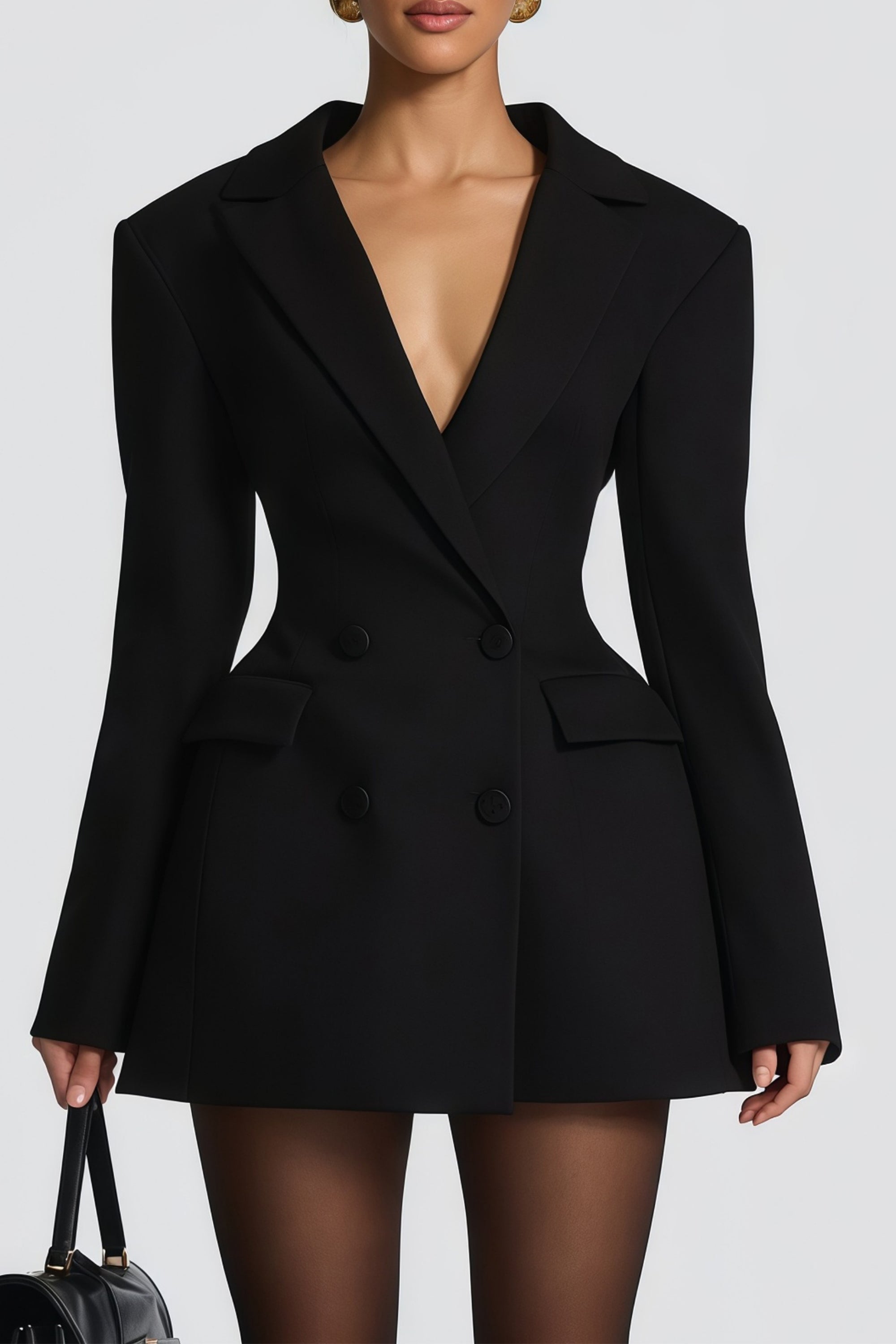 Osanne Black Double Breasted Blazer Mini Dress