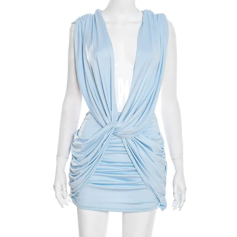 Crisscross Sleeveless Pleated Dress