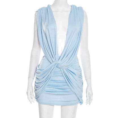 Crisscross Sleeveless Pleated Dress