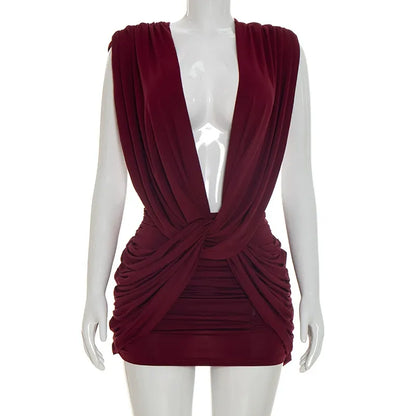Crisscross Sleeveless Pleated Dress