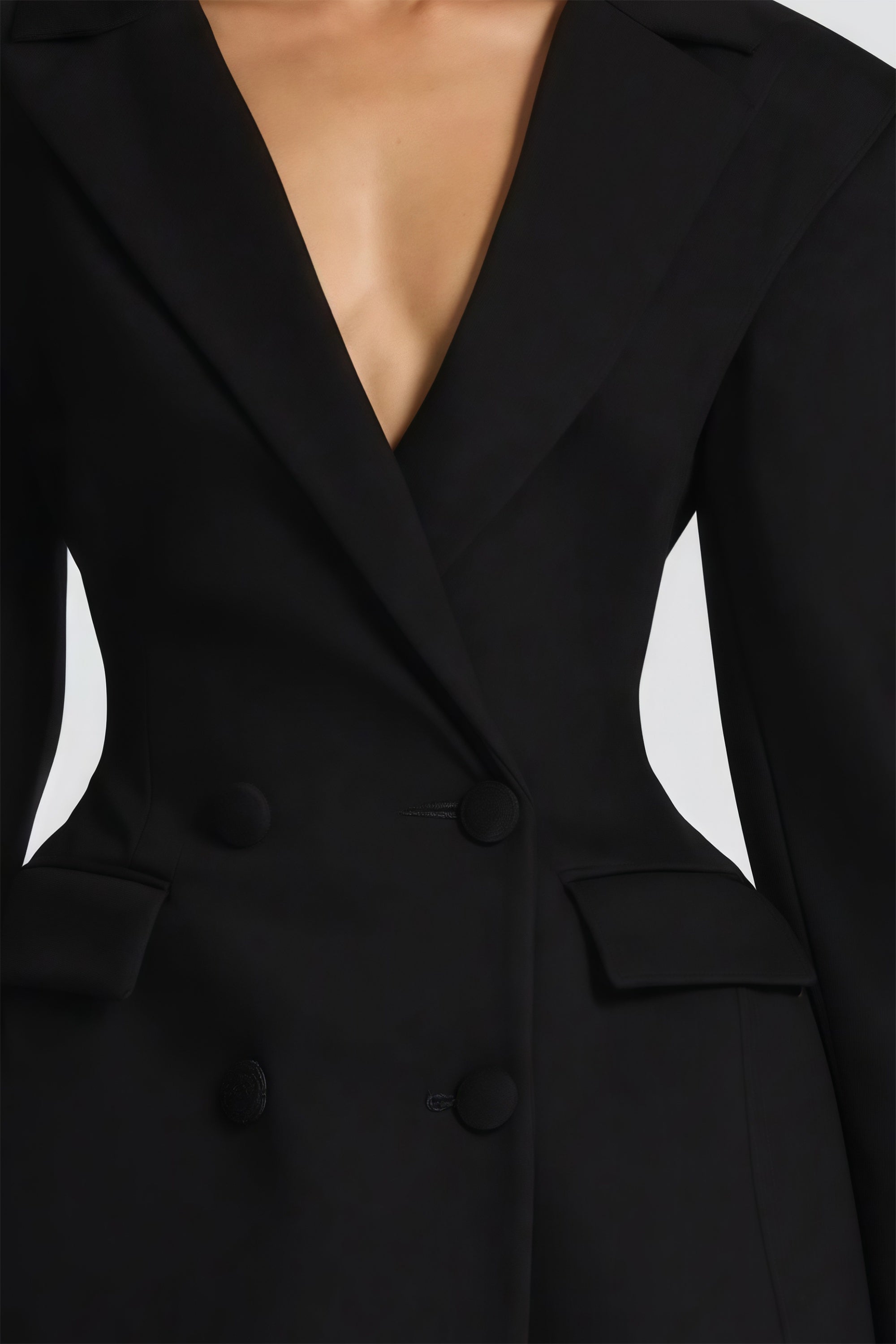 Osanne Black Double Breasted Blazer Mini Dress