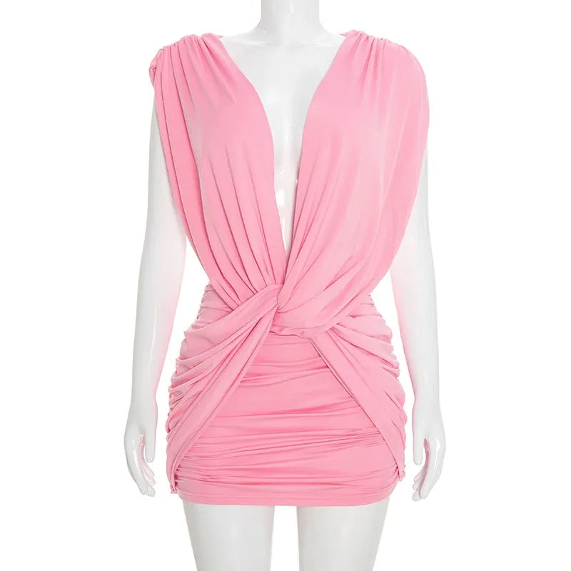 Crisscross Sleeveless Pleated Dress