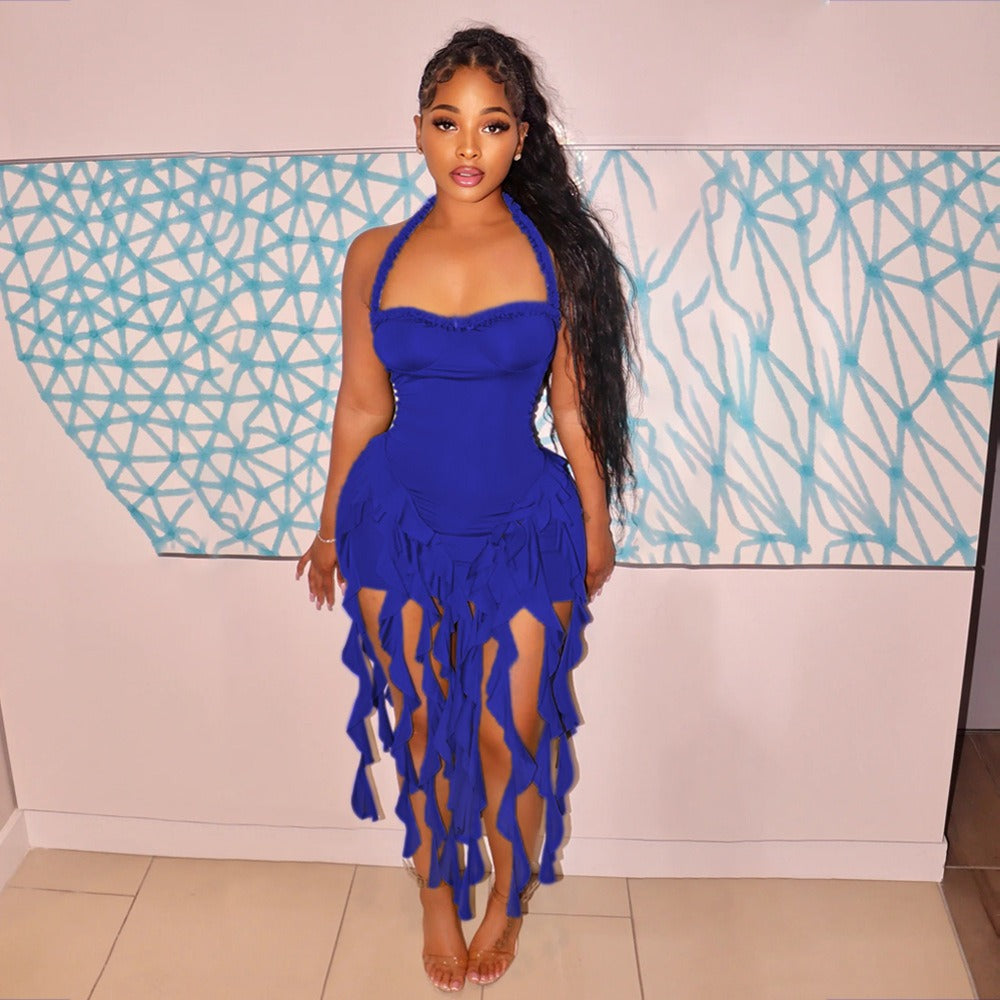 Halter Fringe Bodycon Dress