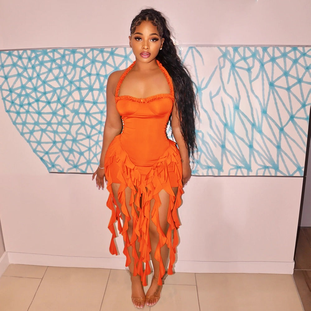 Halter Fringe Bodycon Dress