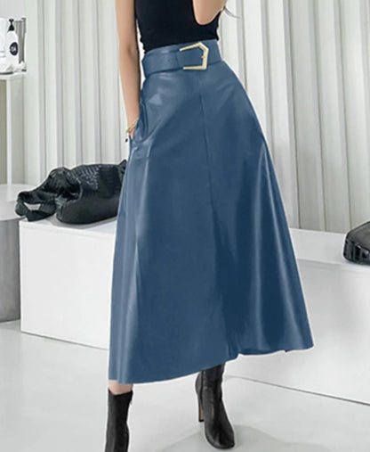 Ginger Classic Faux Leather Long Skirt