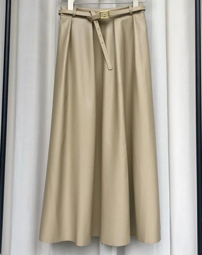 Ginger Classic Faux Leather Long Skirt