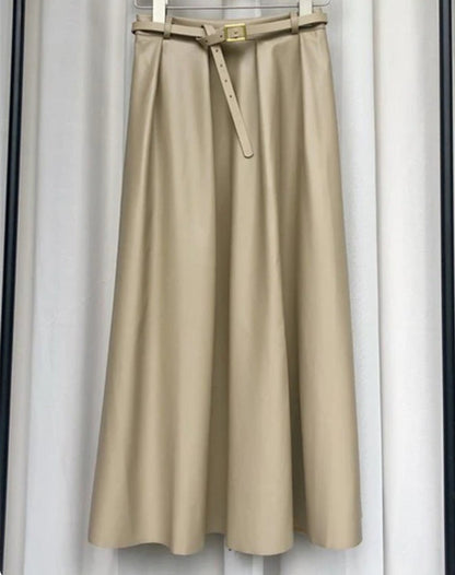 Ginger Classic Faux Leather Long Skirt