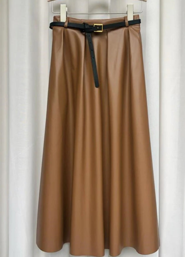 Ginger Classic Faux Leather Long Skirt