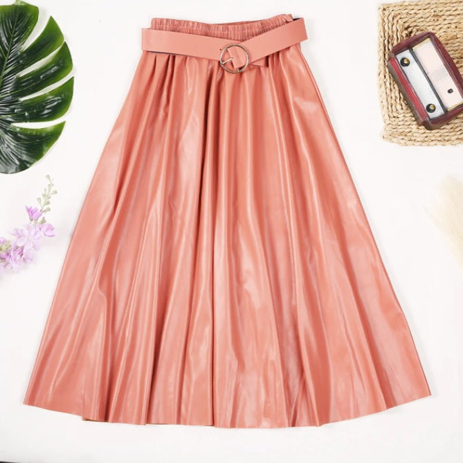 Ginger Classic Faux Leather Long Skirt