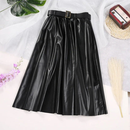 Ginger Classic Faux Leather Long Skirt