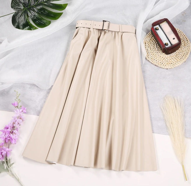 Ginger Classic Faux Leather Long Skirt