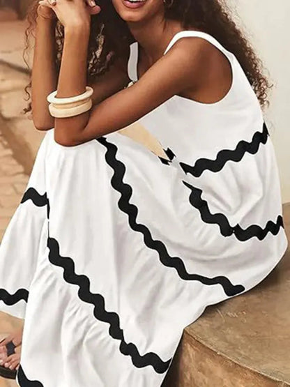 Blue Zone Planet | Simple U-Shaped Collar Corrugated Tube Top Solid Color A-Line Spaghetti Strap Skirt