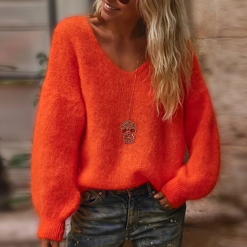 Soft Fluffy V-Neck Sweater for Women